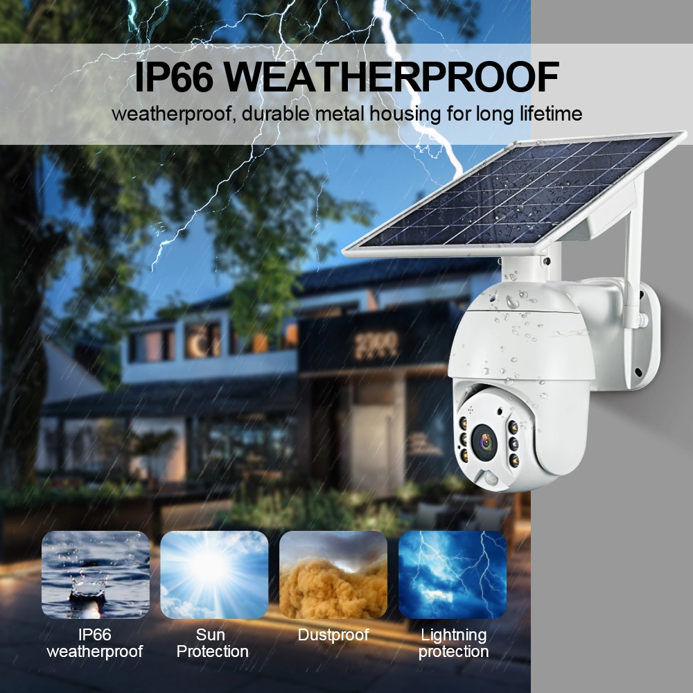 WiFi 3G 4G SIM Card Wireless Solar Camera Outdoor 4MP PTZ Camera with Solar Panel Battery Powered Waterproof CCTV Security Cameras