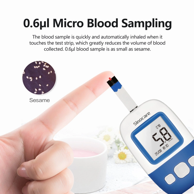 Sinocare Glucose Meter Blood Glucose Meter Monitoring System with Test Strips for Home Hospital