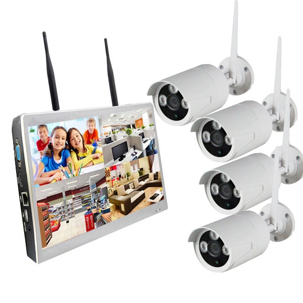 2.0MP HD Wireless CCTV Camera Kit DIY WiFi NVR Kit 4 Camera Security Camera with HDD and Monitor