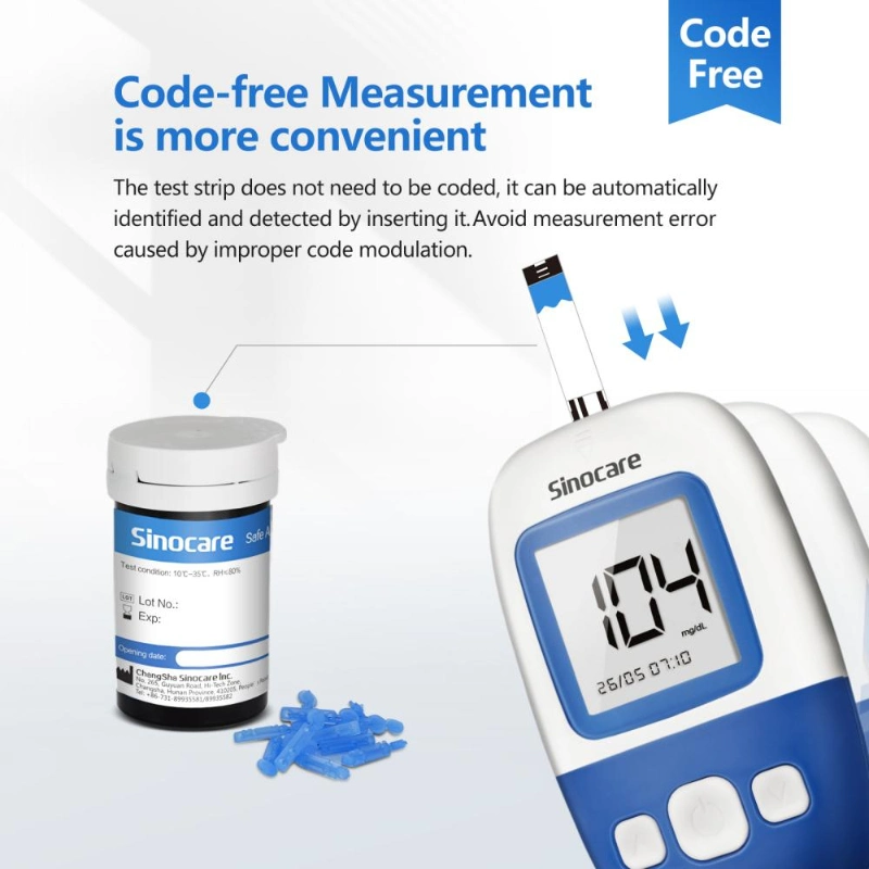 Sinocare Glucose Meter Blood Glucose Meter Monitoring System with Test Strips for Home Hospital