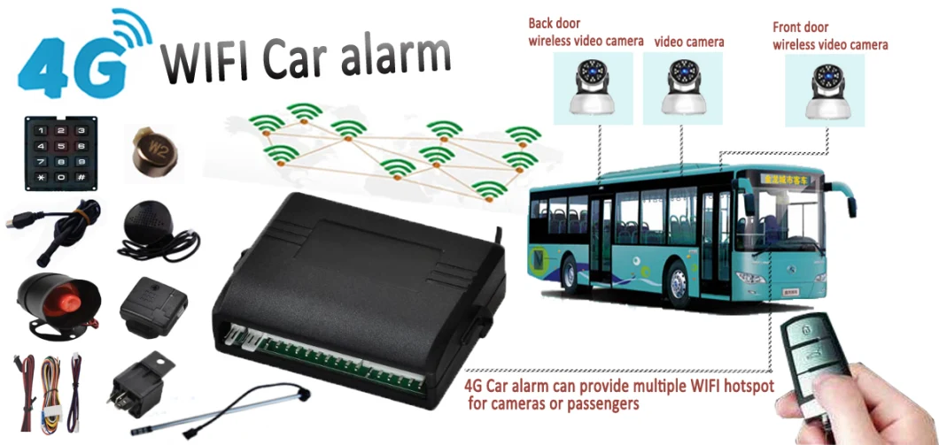 4G Smart Car Alarm System with Built in GPS Locating Multi Video Monitoring Fuel Monitoring Keypad Identification